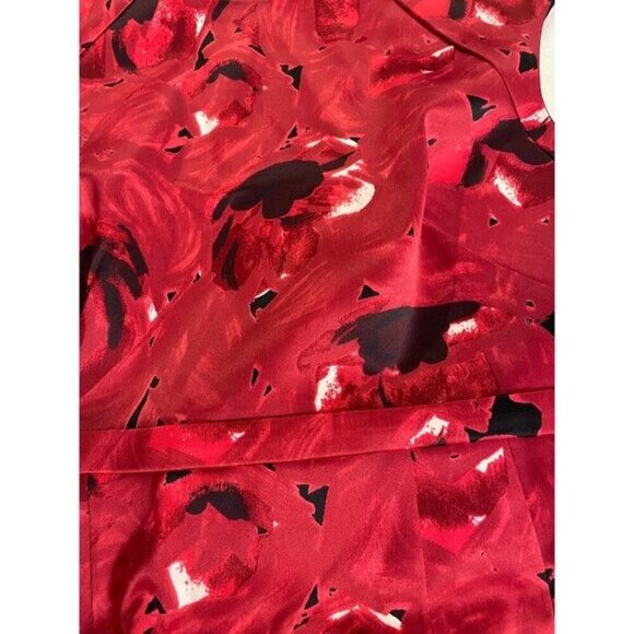 Tahari Shana Red Roses sleeveless Sheath Dress 8 10 - Picture 4 of 5